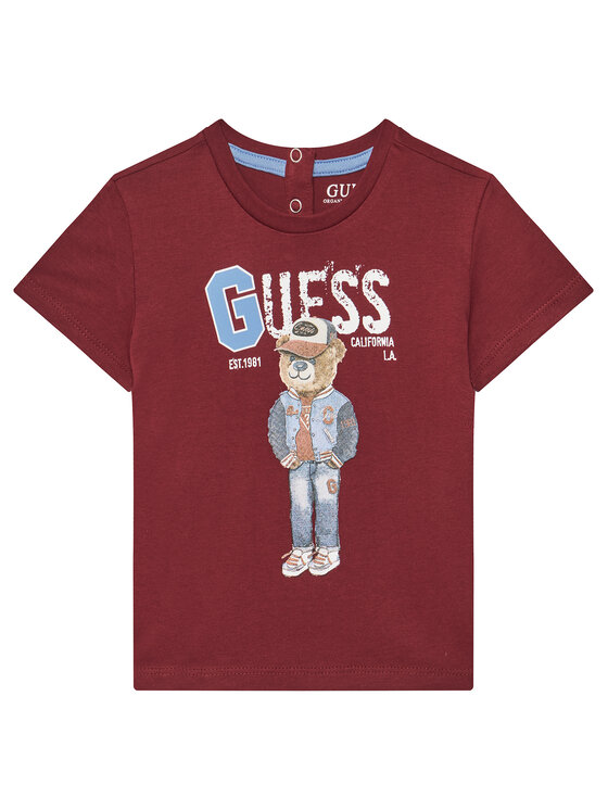 Guess T-Shirt N5YI22 K8HM4 Bordowy Regular Fit