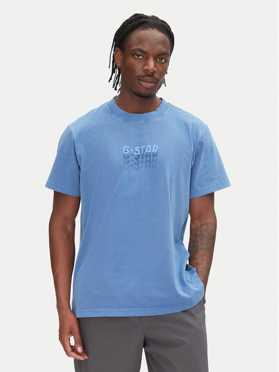 G-Star Raw T-Shirt Multi Logo D26049-C756 Niebieski Loose Fit