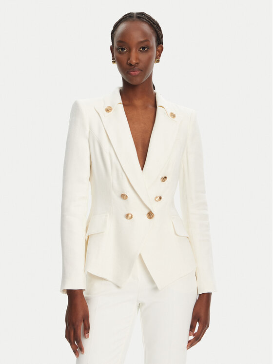 Elisabetta Franchi Marynarka GI-162-52E2-V760 Biały Regular Fit