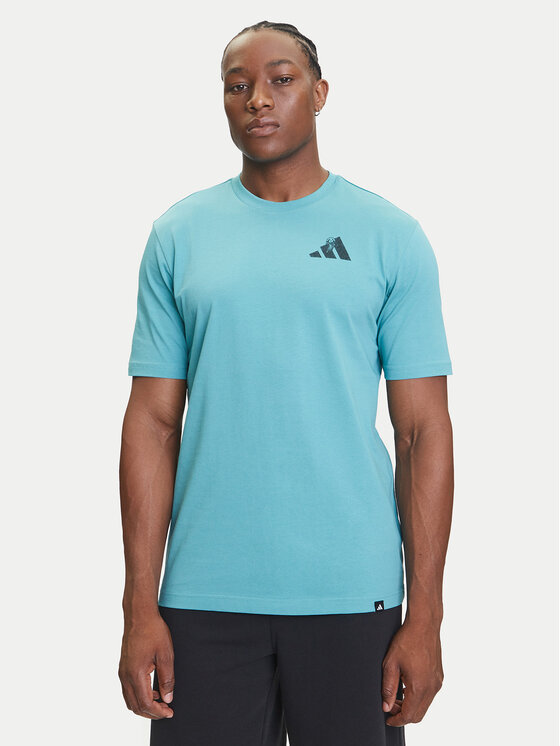 adidas T-Shirt Yay Sports Verbiage Graphic JY1830 Turkusowy Regular Fit