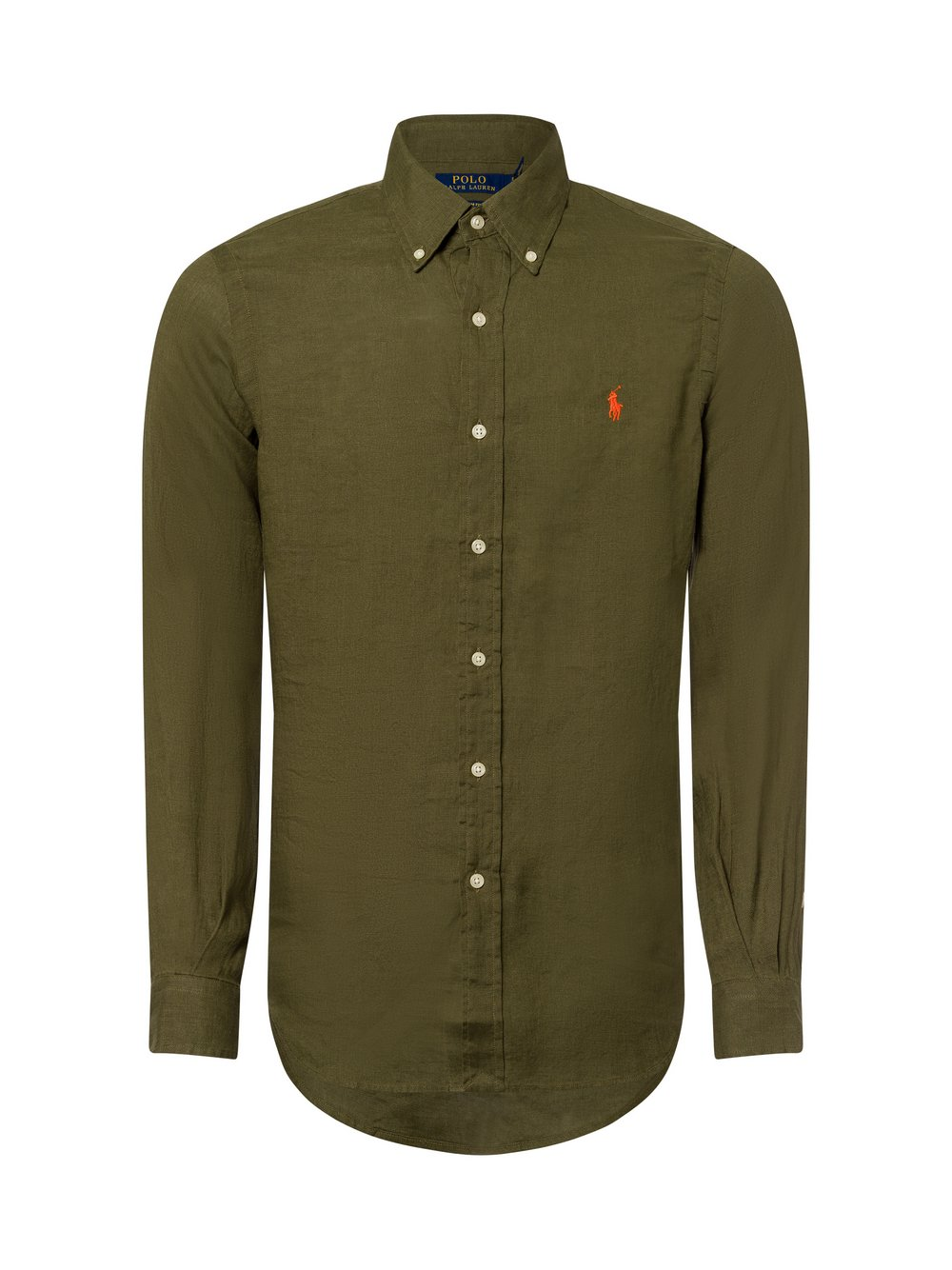 Polo Ralph Lauren Męska koszula lniana na co dzień Mężczyźni Modern Fit len zielony, S