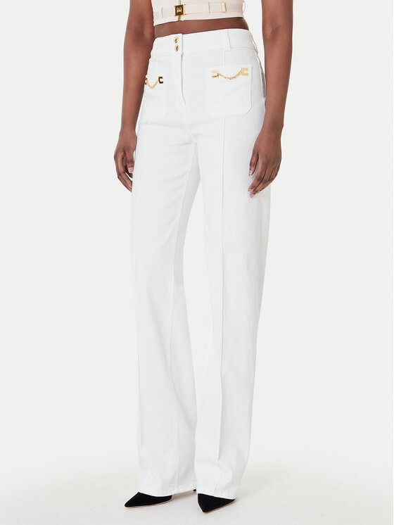 Elisabetta Franchi Jeansy PJ-25D-61E2 Biały Regular Fit
