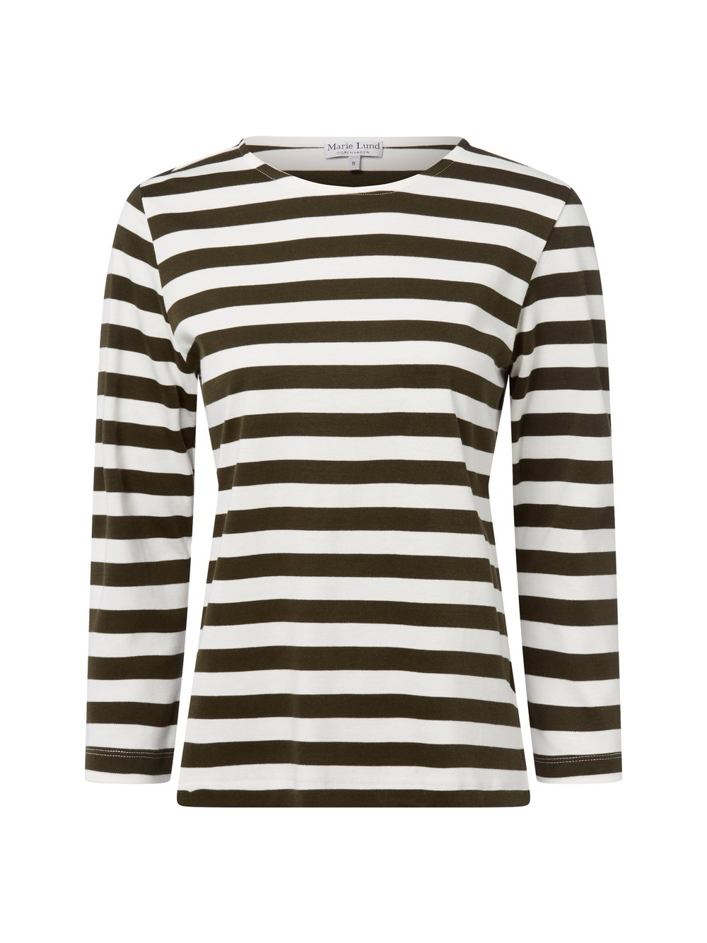Marie Lund Damska koszulka z długim rękawem Kobiety Bawełna zielony|biały, XS