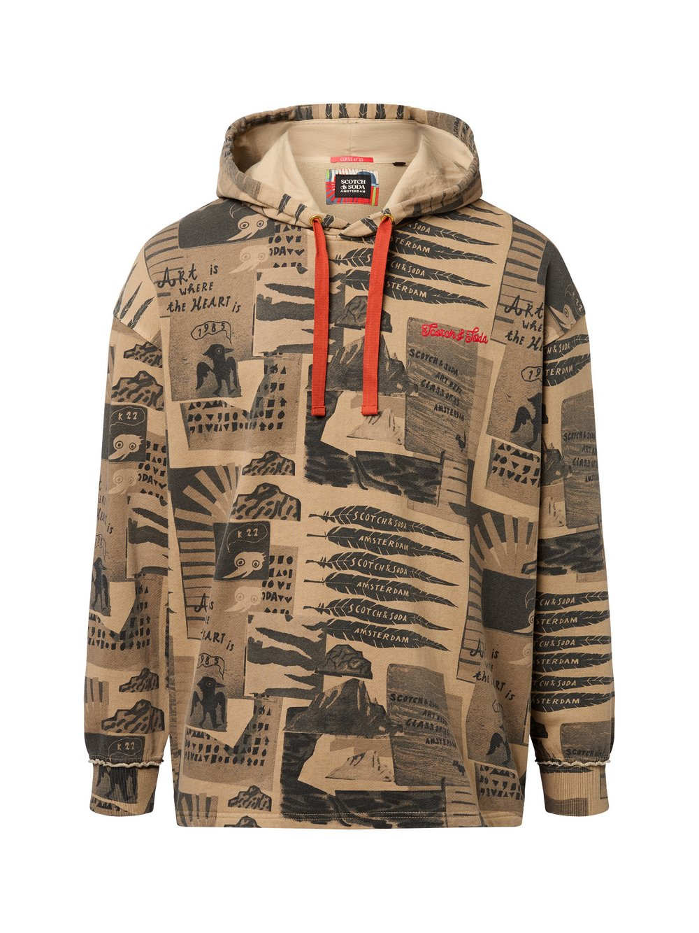Scotch & Soda Męski sweter z kapturem Mężczyźni Materiał dresowy beżowy|brązowy|czarny, L