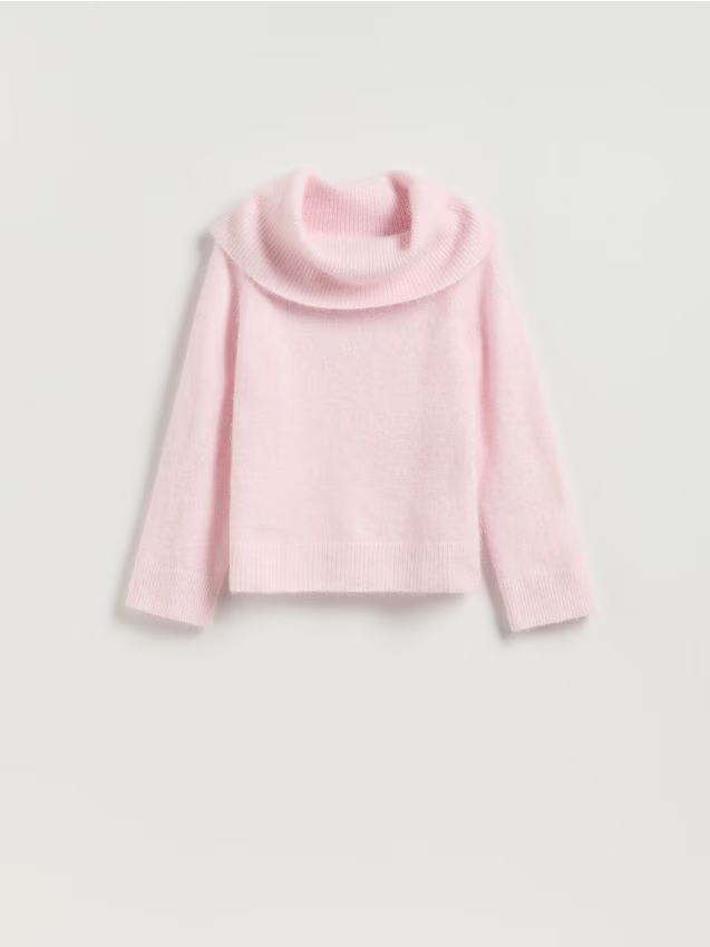 Reserved - Sweter z wełną alpaki - pastelowy róż