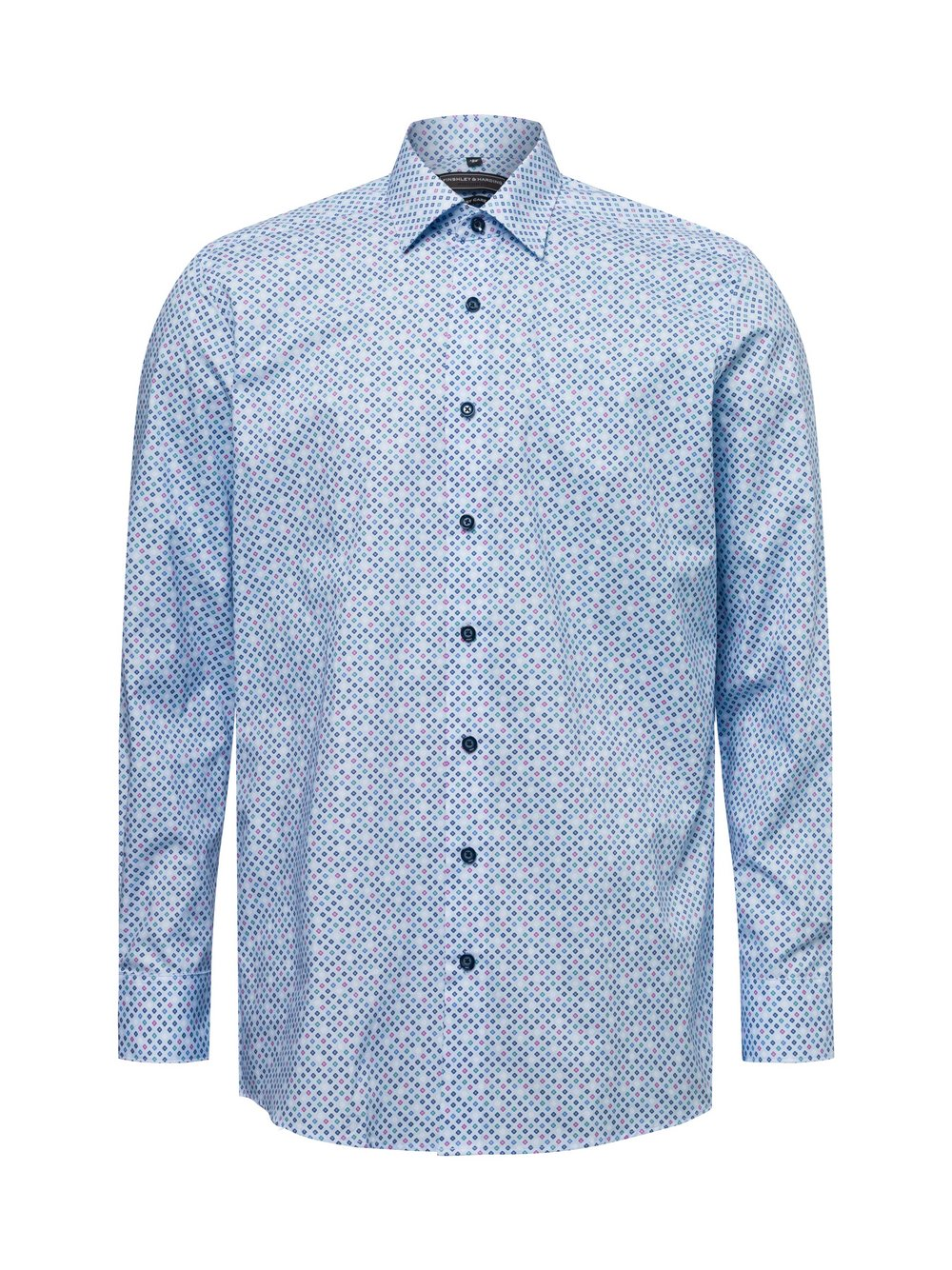 Finshley & Harding Męska koszula biznesowa - Easy Care Mężczyźni Modern Fit Bawełna niebieski|wielokolorowy, 45
