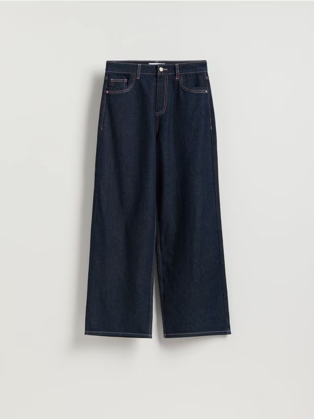 Reserved - Jeansy wide leg - granatowy