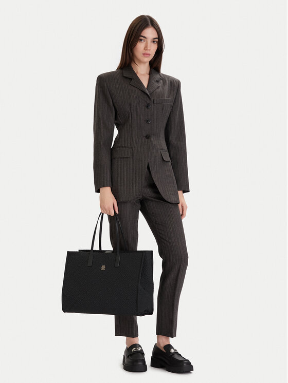 Tommy Hilfiger Torebka Th City Tote Mono Nylon AW0AW18163 Czarny