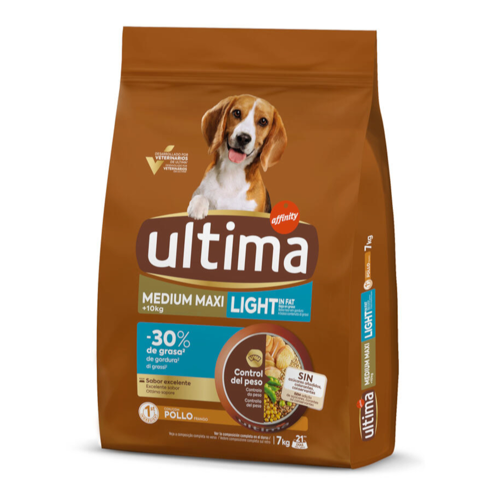 20% taniej! Ultima, karma sucha, różne rodzaje - Medium / Maxi Light Adult, kurczak, 2 x 7 kg