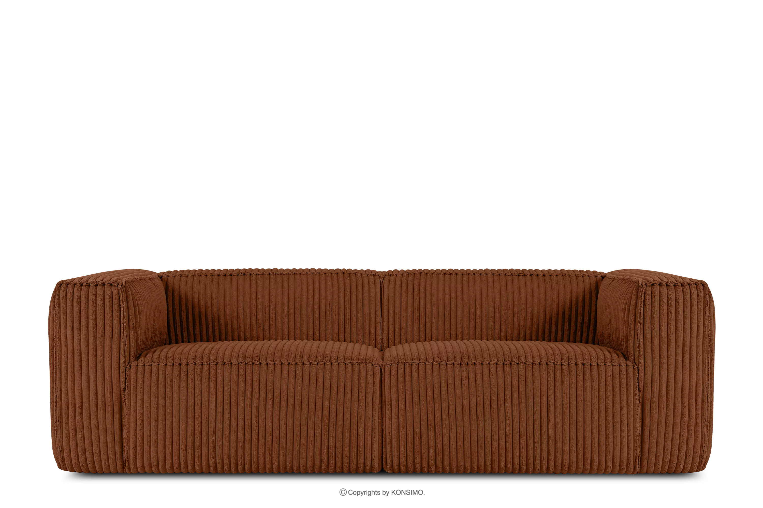 Duża ruda sofa w tkaninie sztruks FEROX