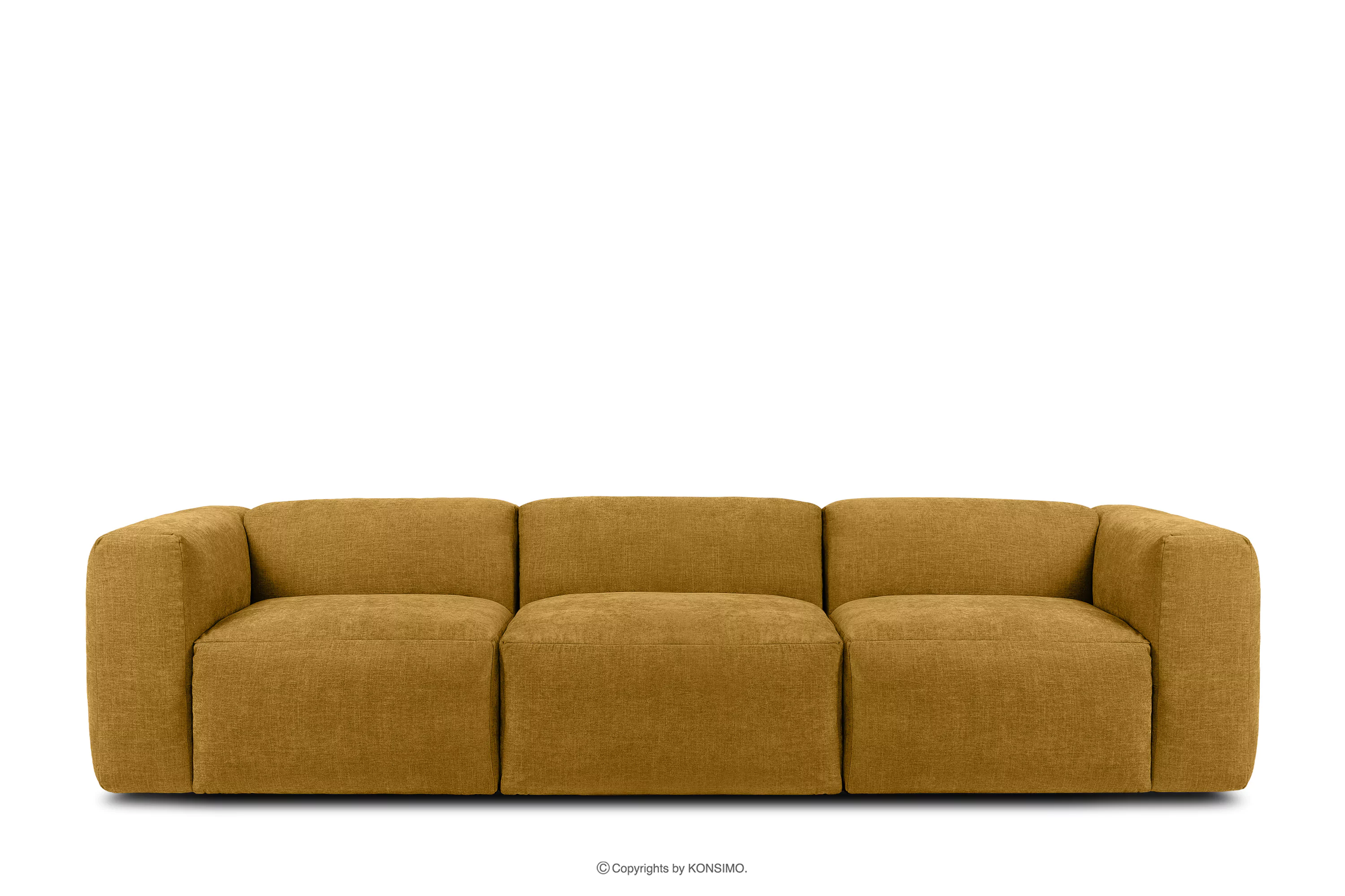 Sofa 3 boho modułowa w tkaninie plecionej miodowa BUFFO