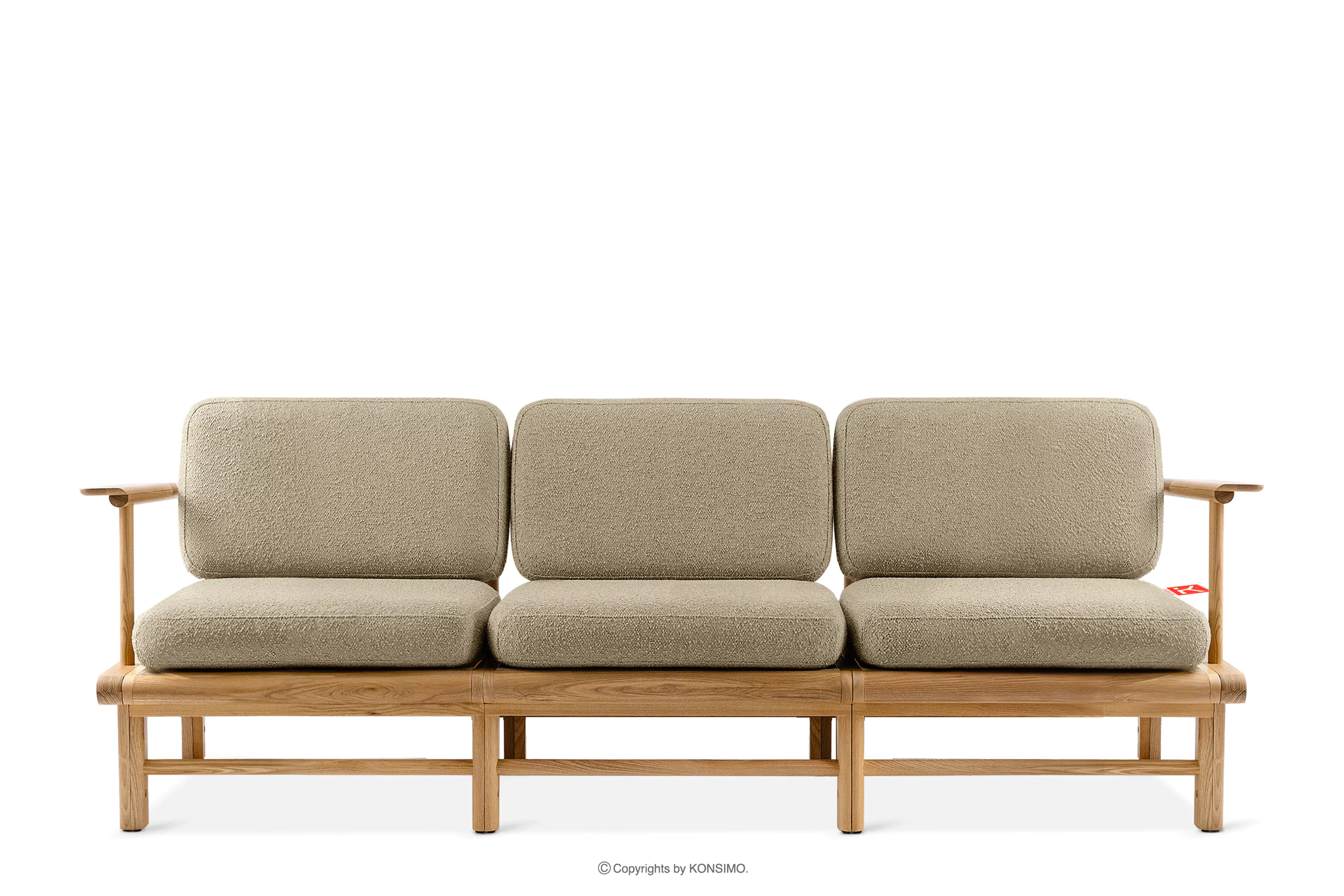 Sofa ogrodowa 3 z drewna jesionowego w stylu boho beżowy ATREDA