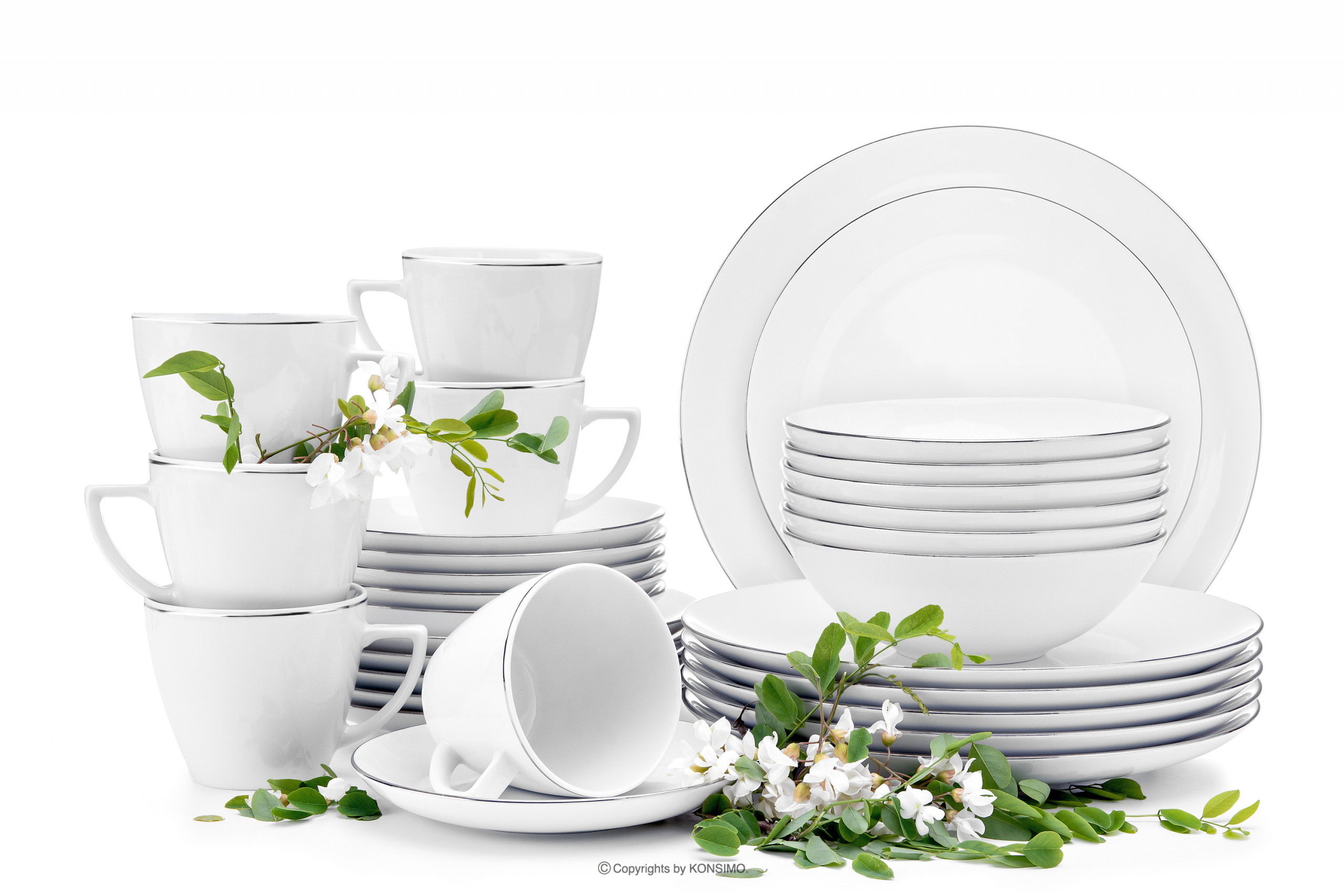 Zestaw obiadowo kawowy dla 6 osób porcelana Platynowa Linia (30el.) BOSS PLATYNOWA LINIA