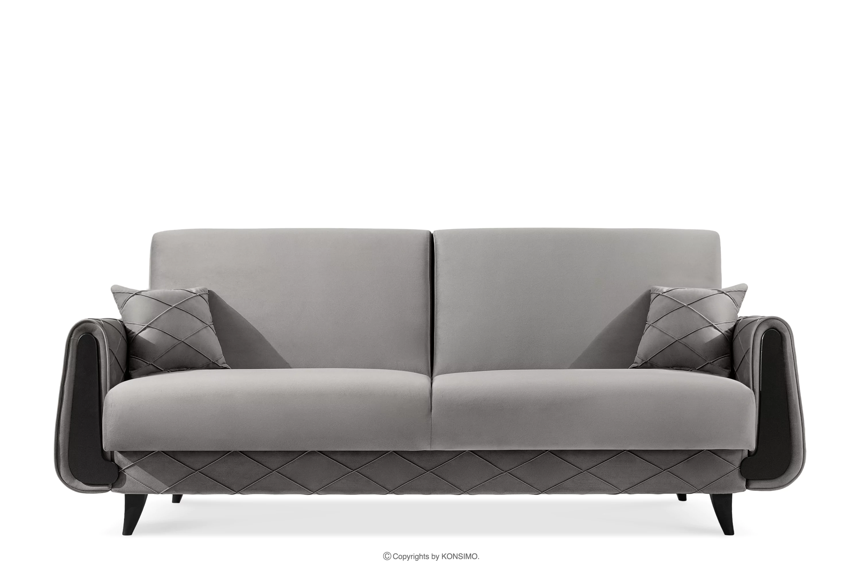 Sofa trzyosobowa w tkaninie welur rozkładana jasny szary GUSTAVO III