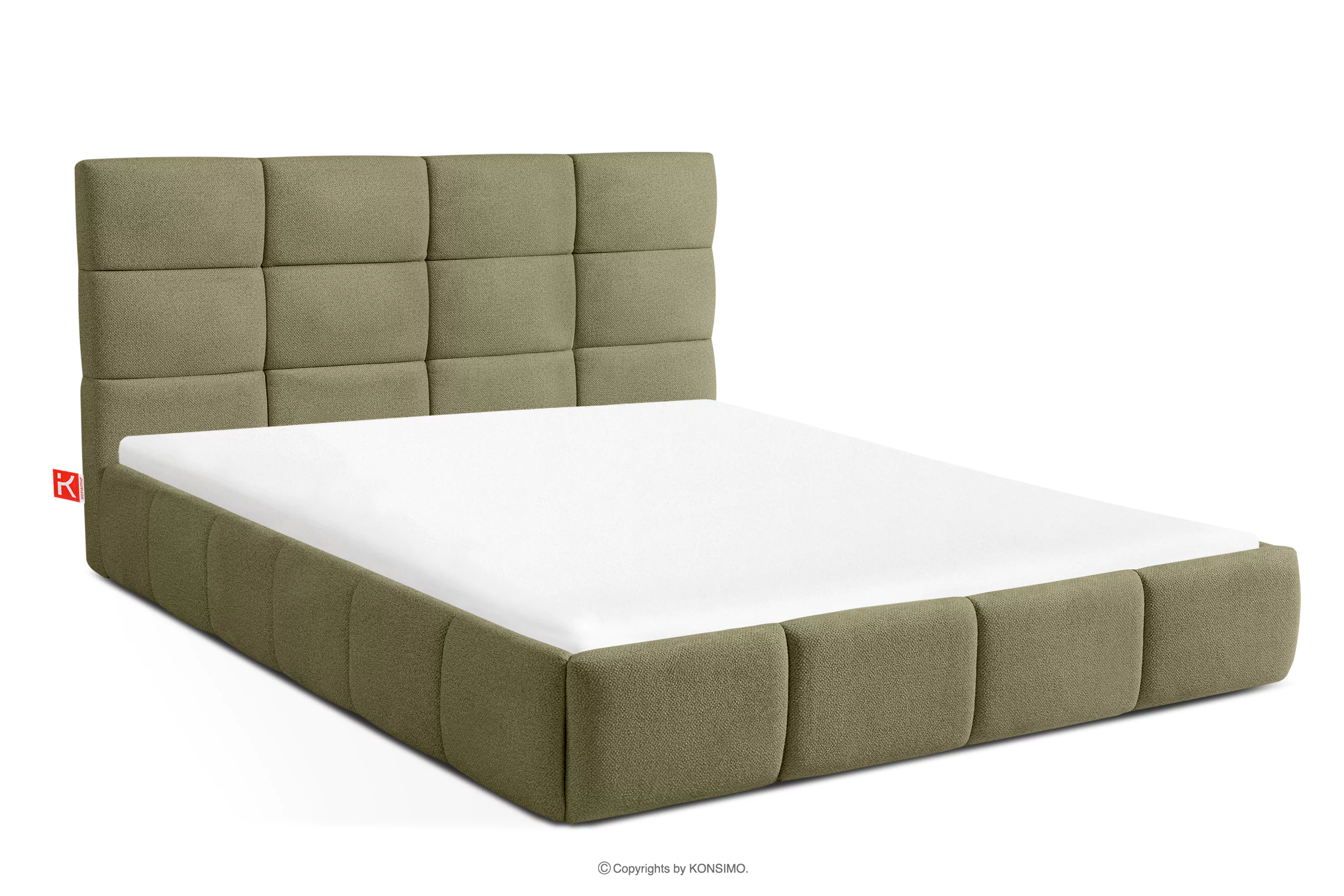 Łóżko 140 cm w tkaninie boucle zielony ALTOS