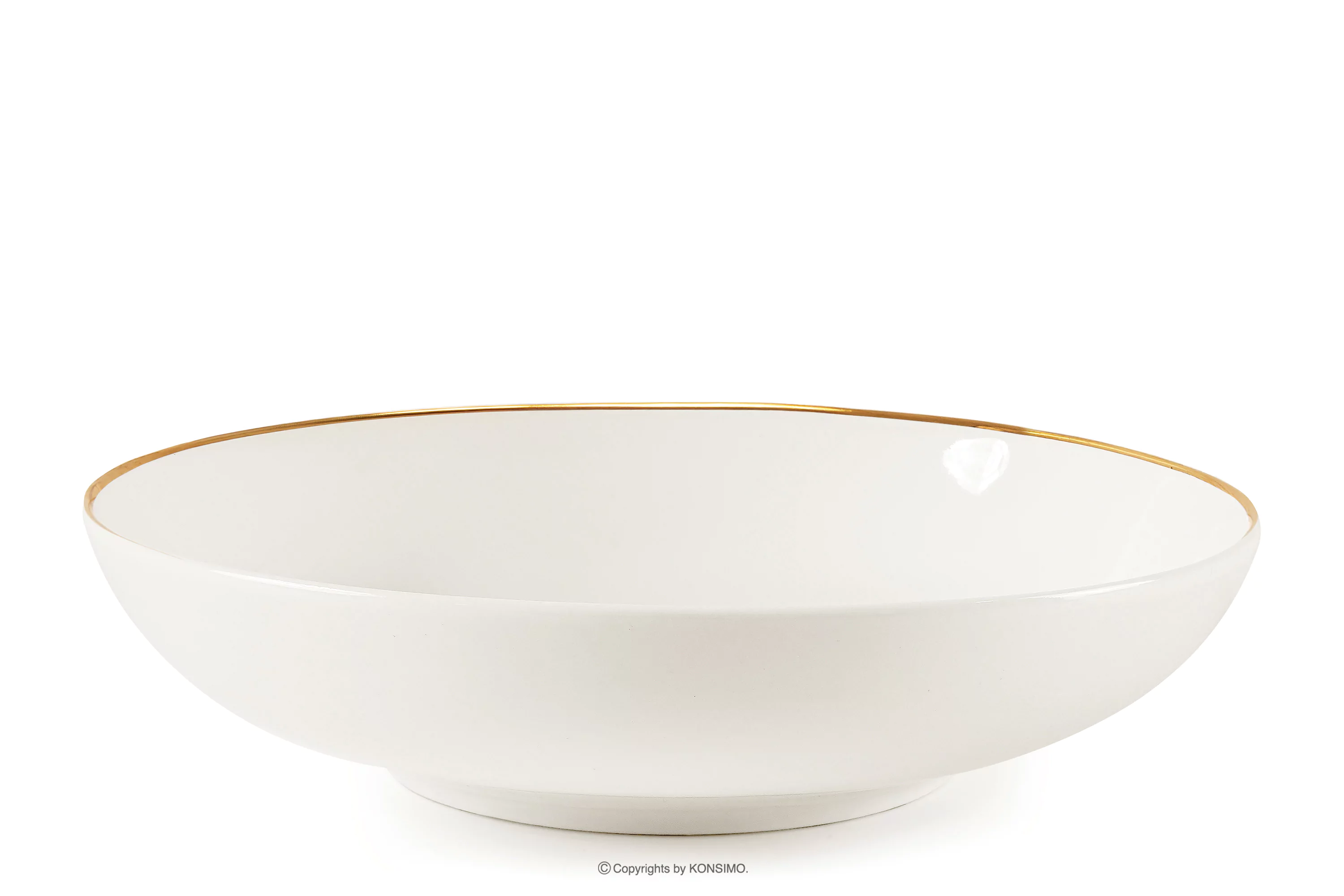 Talerz głęboki twarda porcelana ecru/złoty AD BELLA