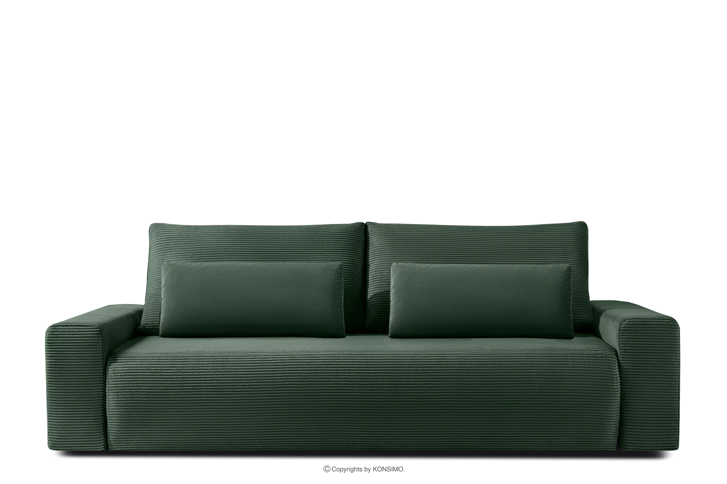 Sofa trzyosobowa z poduszkami rozkładana tkanina sztruks / welur ciemny zielony MOLLIS