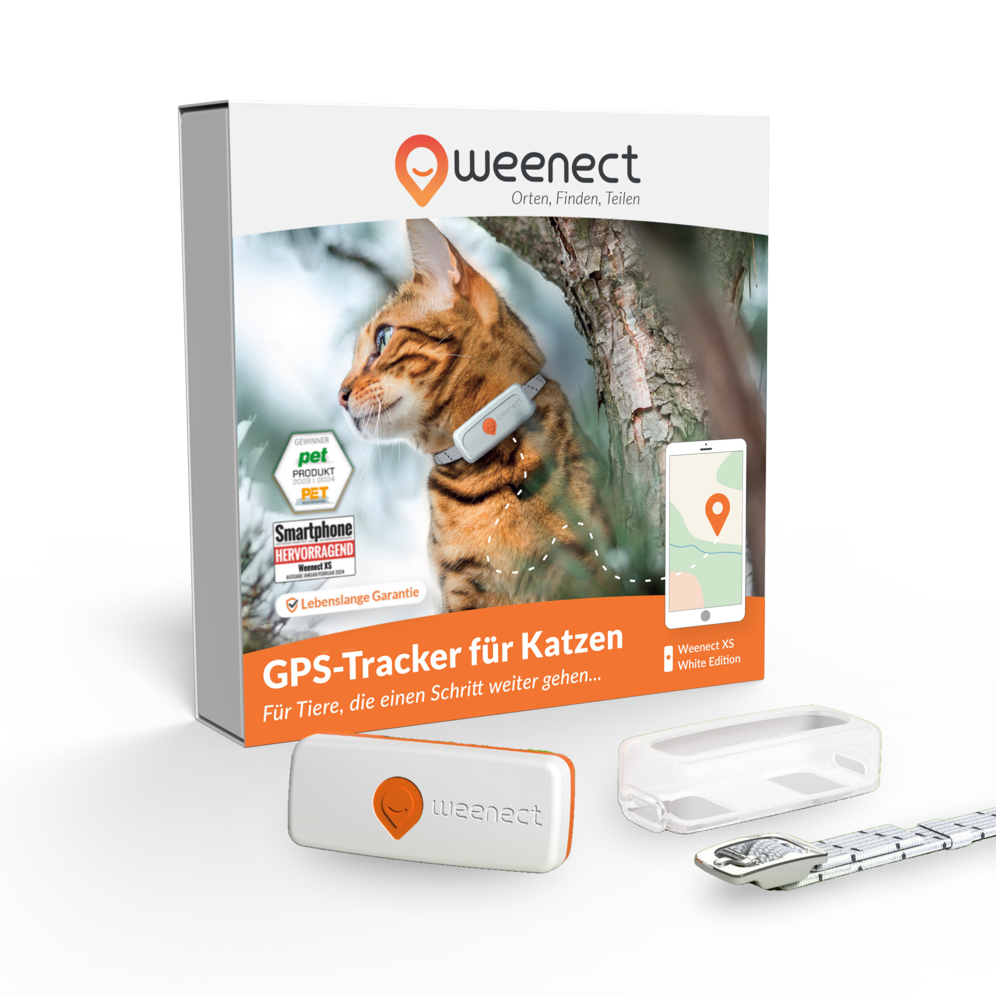 Weenect Pet GPS Tracker XS dla kotów - biały