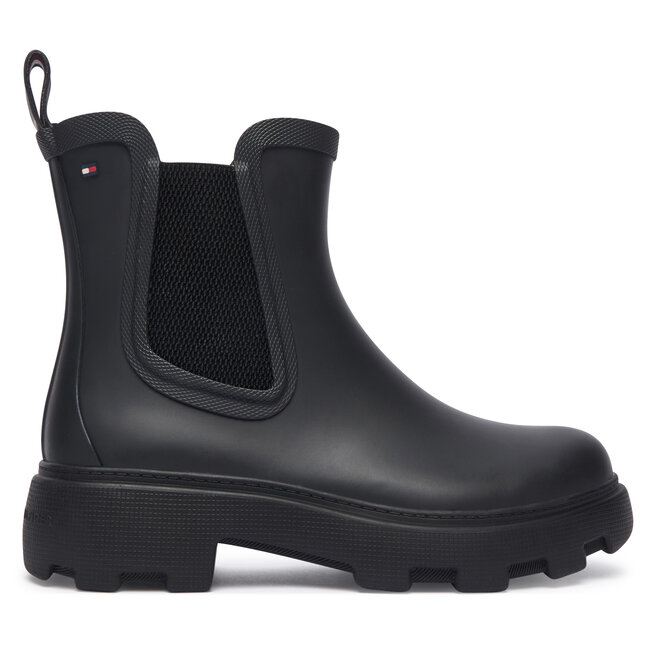 Tommy Hilfiger Kalosze Flag Cleated FW0FW09387 Czarny