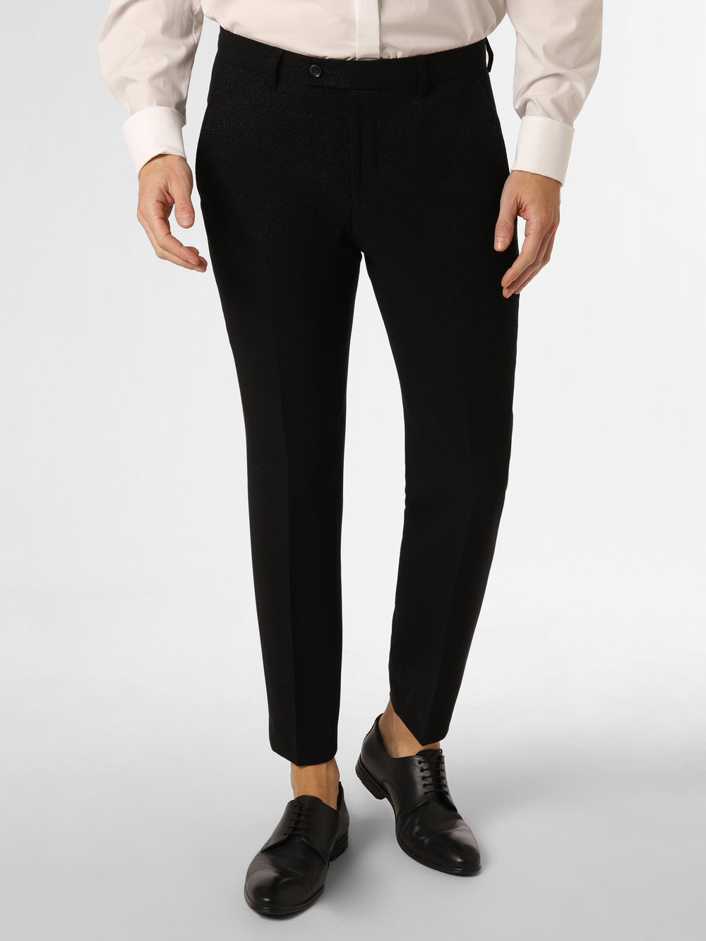Finshley & Harding London Męskie spodnie od garnituru modułowego Mężczyźni Slim Fit czarny, 50
