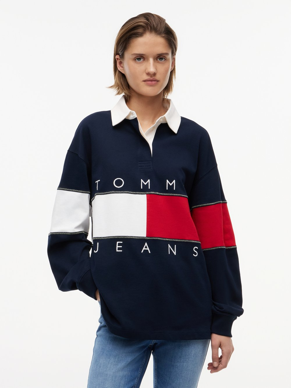 Tommy Jeans Bluza damska Kobiety Bawełna niebieski|wielokolorowy, L