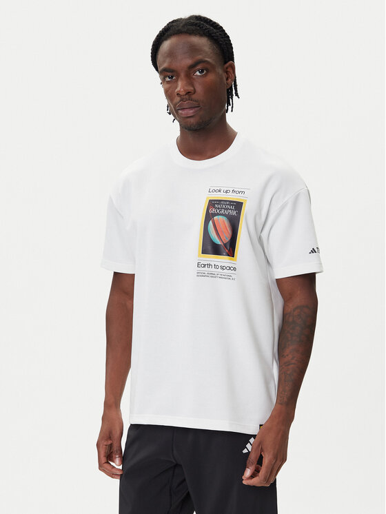 adidas T-Shirt National Geographic KC2349 Biały Loose Fit