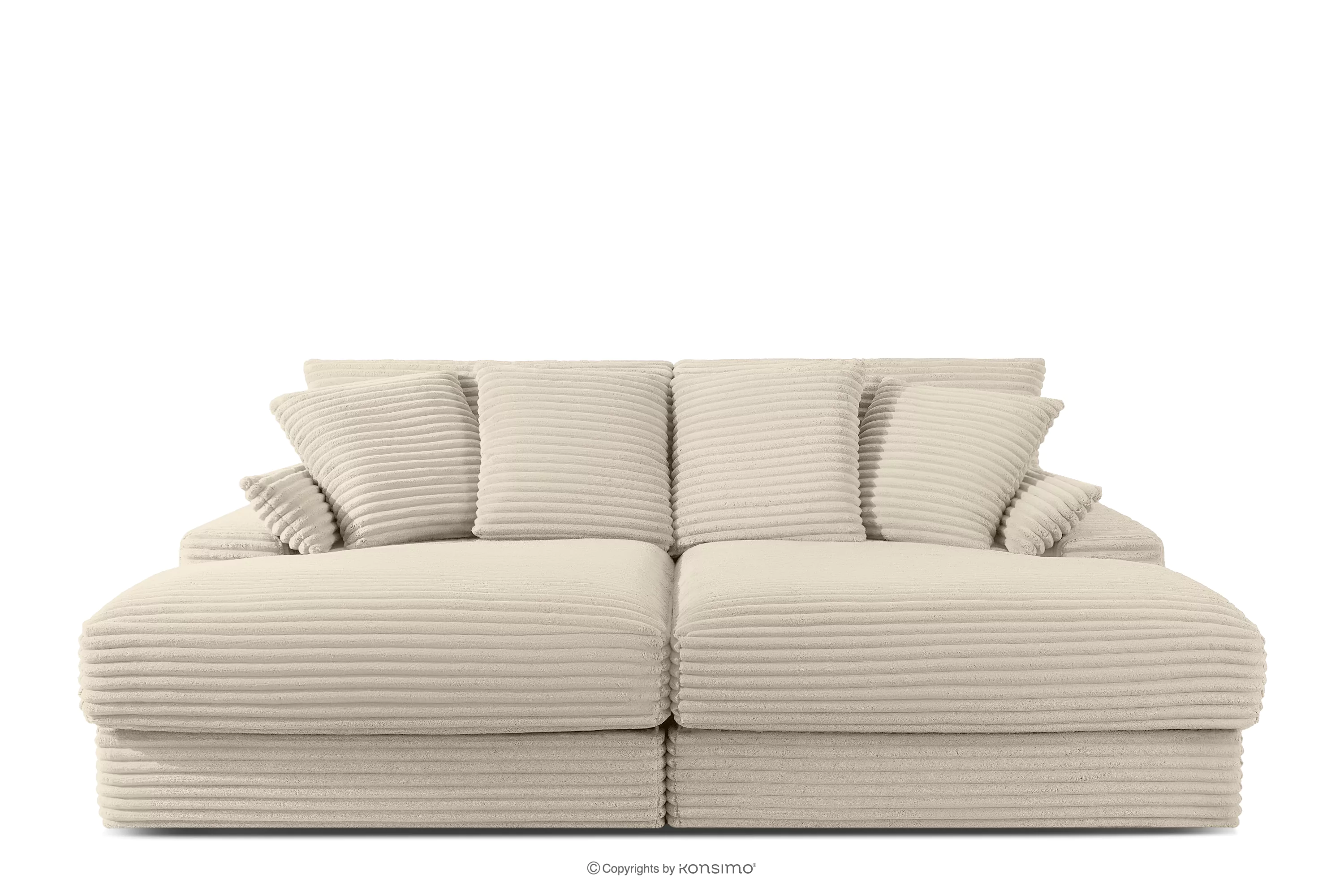 Sofa z dużym siedziskiem trzyosobowa w tkaninie sztruks beżowy ACERA
