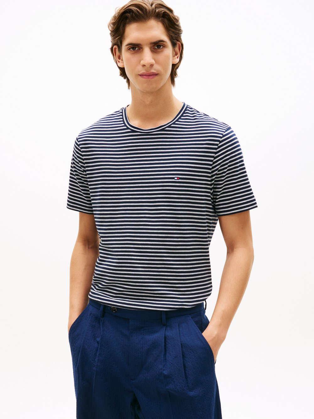 Tommy Hilfiger Koszulka męska Mężczyźni Bawełna niebieski|biały, M