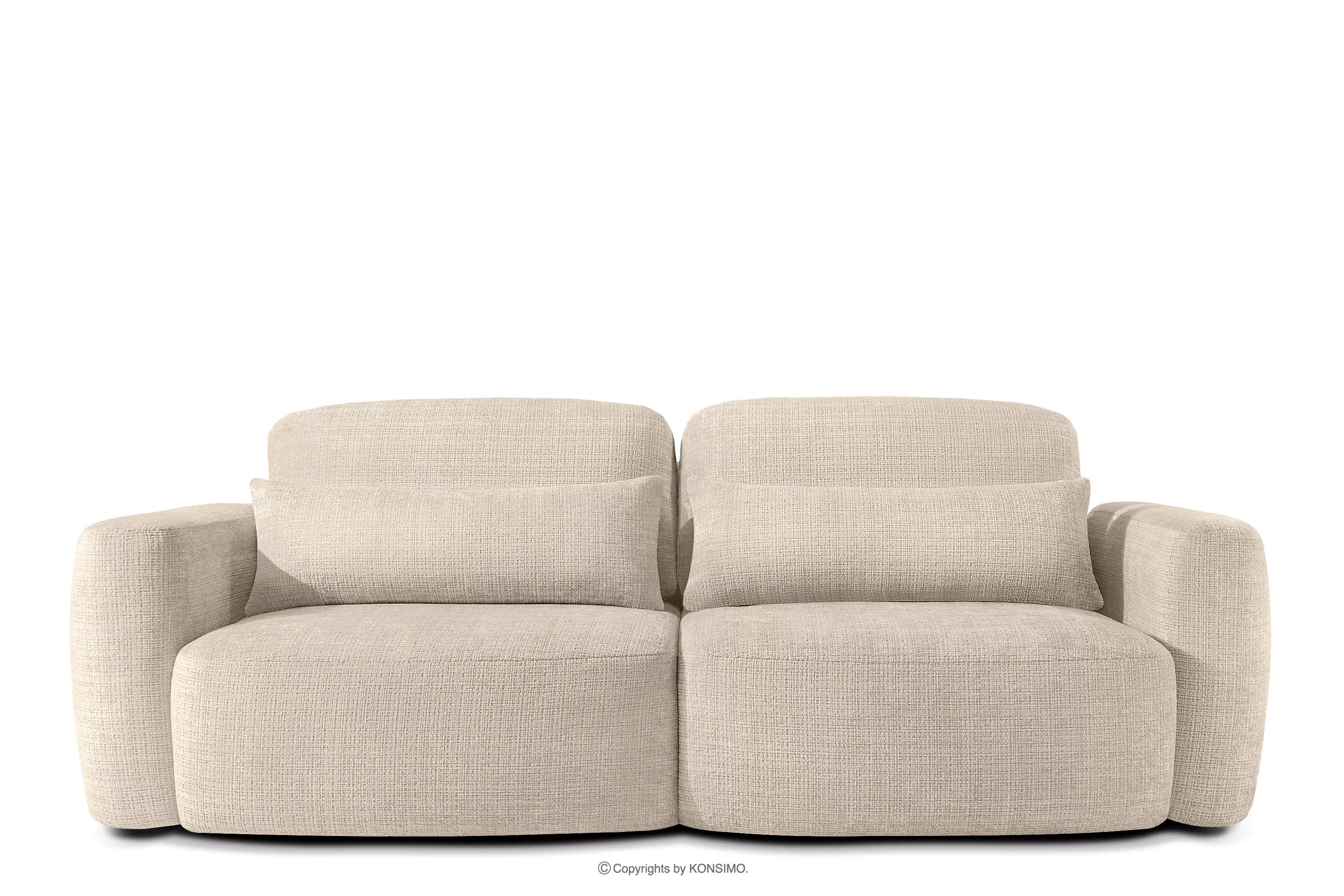 Sofa 3 japandi w tkaninie szenil kremowy ELOSA