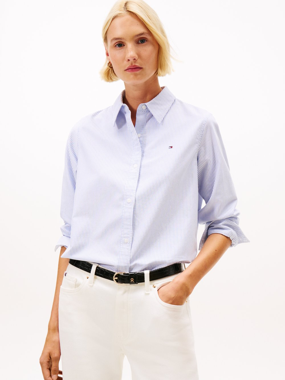Tommy Hilfiger Damska bluzka koszulowa Kobiety Bawełna niebieski|biały, 40
