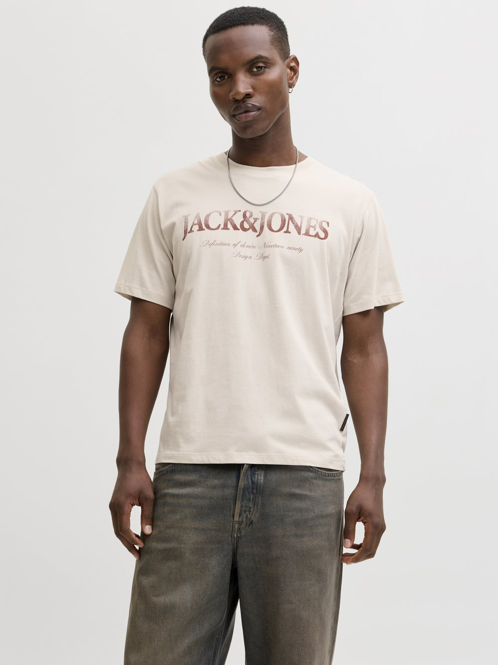 Jack & Jones Koszulka męska Mężczyźni Bawełna brązowy, M
