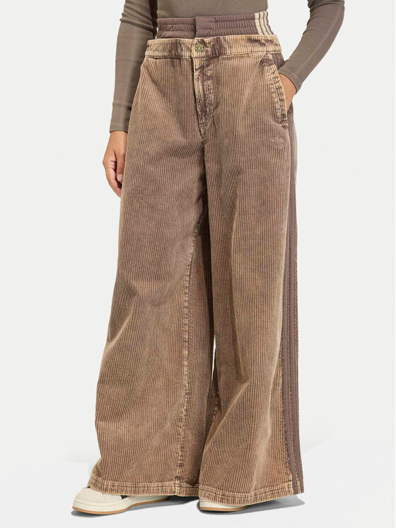 adidas Spodnie materiałowe Corduroy Sst KD8782 Brązowy Wide Leg
