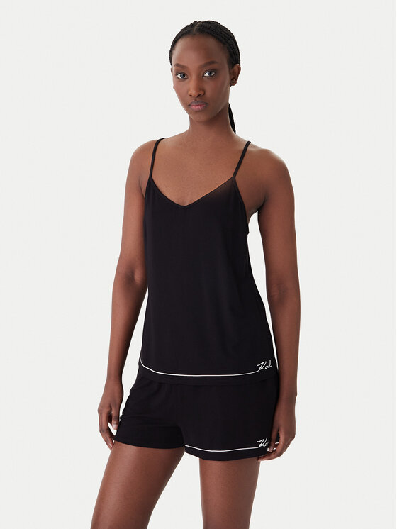 KARL LAGERFELD Piżama B1W45011 Czarny Regular Fit