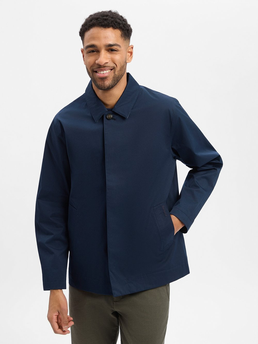 Barbour Męska kurtka funkcjonalna - Rokig-short Mężczyźni Bawełna niebieski, M