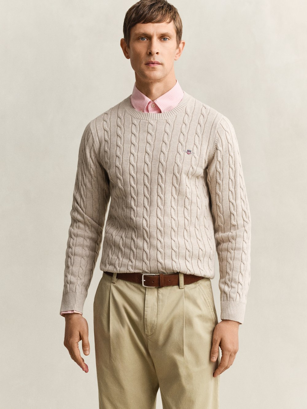 Gant Sweter męski Mężczyźni Bawełna beżowy, XXL