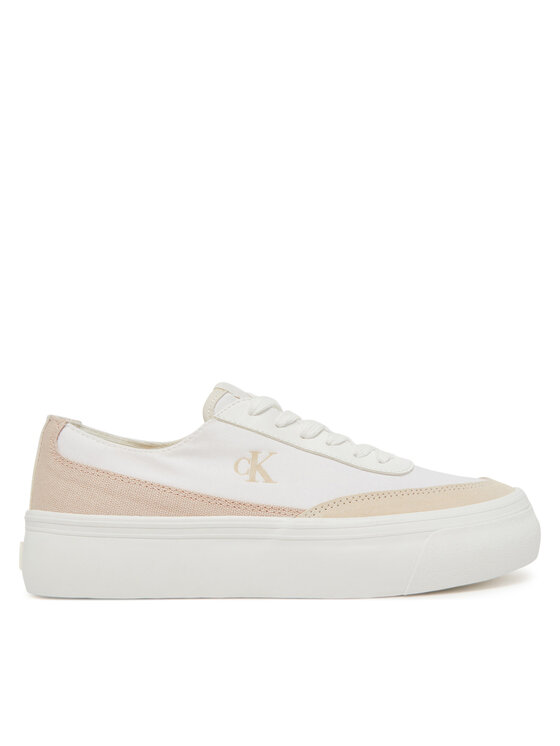 Calvin Klein Jeans Sneakersy Vulc Flatform Low Cv Mix Mg YW0YW01770 Biały
