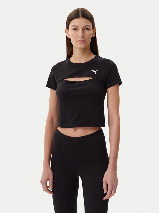 Puma T-Shirt Ess Cut-Out 631164 Czarny Slim Fit