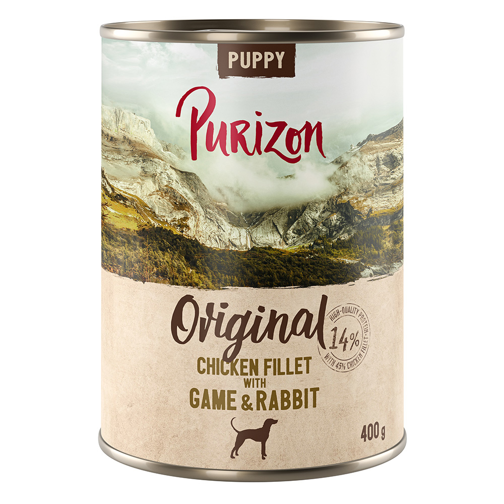 Korzystny pakiet Purizon Puppy, 12 x 400 g - Filet z kurczaka z dziczyzną i królikiem