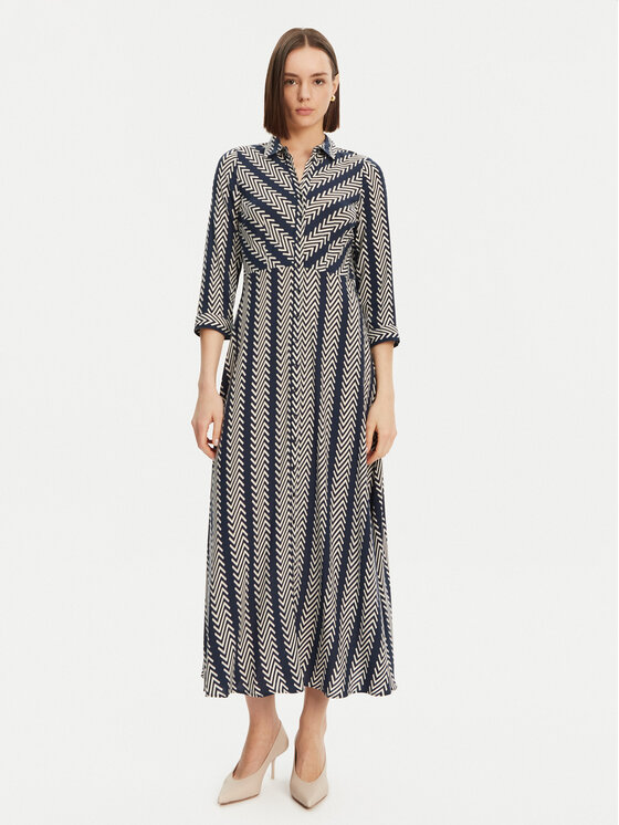 YAS Sukienka koszulowa Savanna 26022663 Granatowy Loose Fit