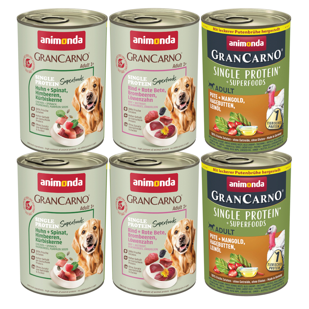 Pakiet próbny animonda GranCarno Adult Superfoods - 6 x 400 g