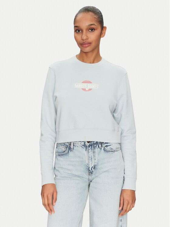 Guess Jeans Bluza W5GQ20 K68I4 Błękitny Regular Fit