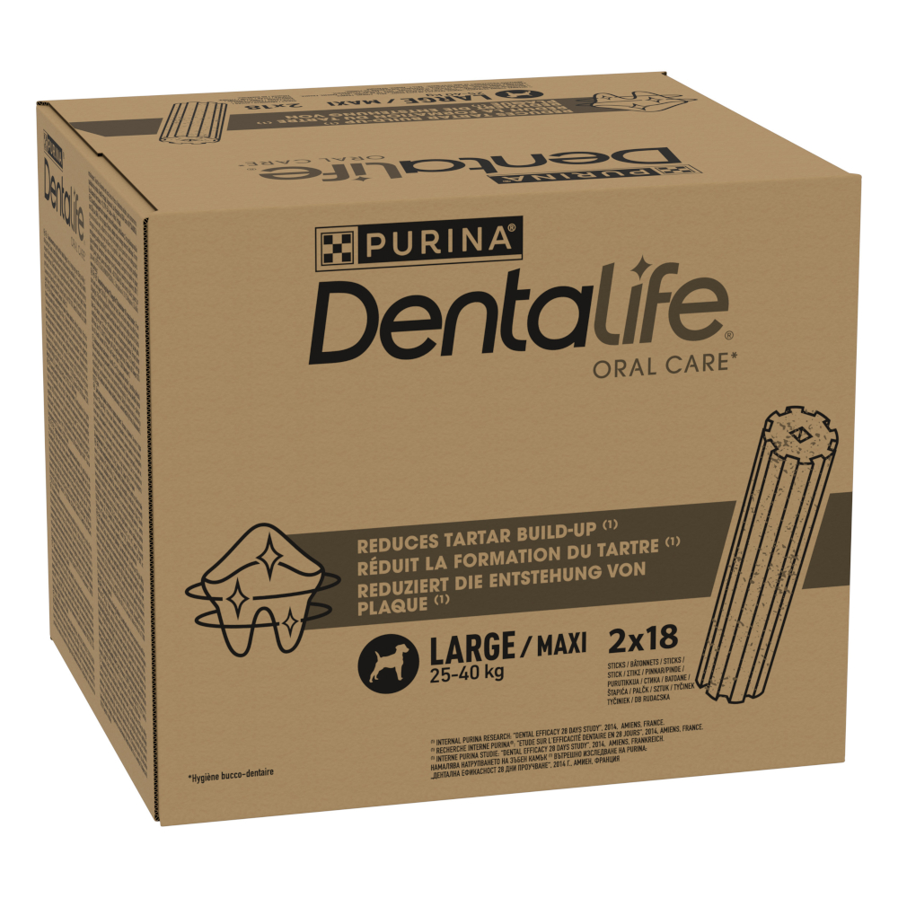 PURINA Dentalife, codzienna pielęgnacja zębów dla dużych psów - 36 sztuk (12 x 106 g)