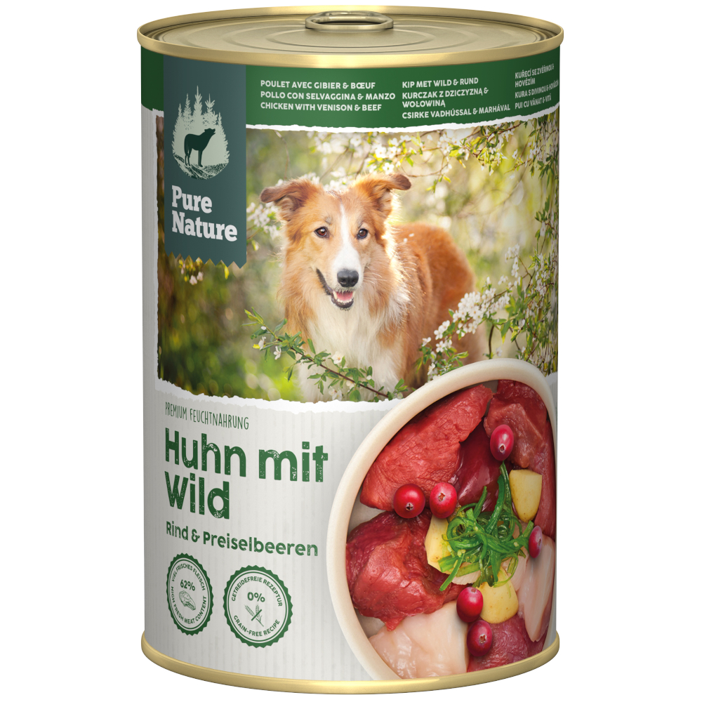 Pure Nature Adult, 6 x 400 g - Kurczak z dziczyzną i wołowiną