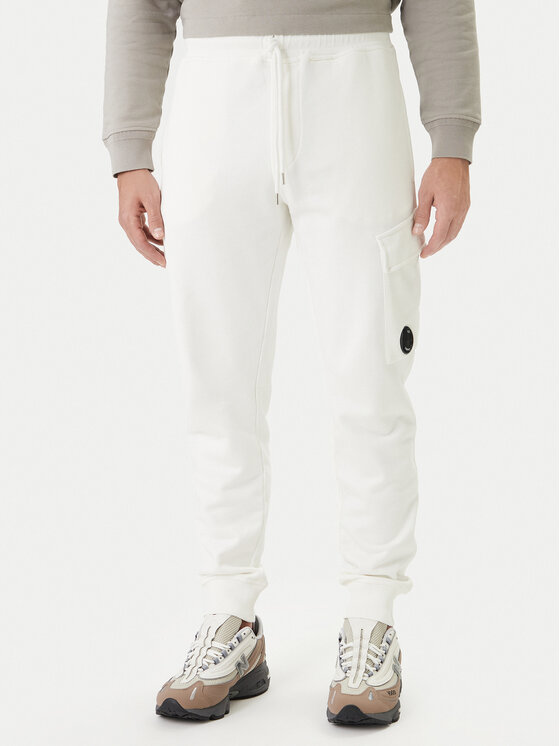 C.P. Company Spodnie dresowe 20CMSP067A110044G Écru Regular Fit