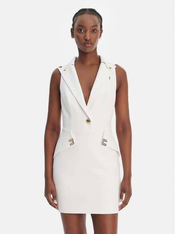 Elisabetta Franchi Sukienka koktajlowa AB-924-61E2-V520 Biały Regular Fit