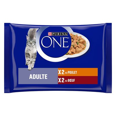 16 + 4 gratis! PURINA ONE, karma mokra dla kota, 20 x 85 g - Adult, kurczak, wołowina