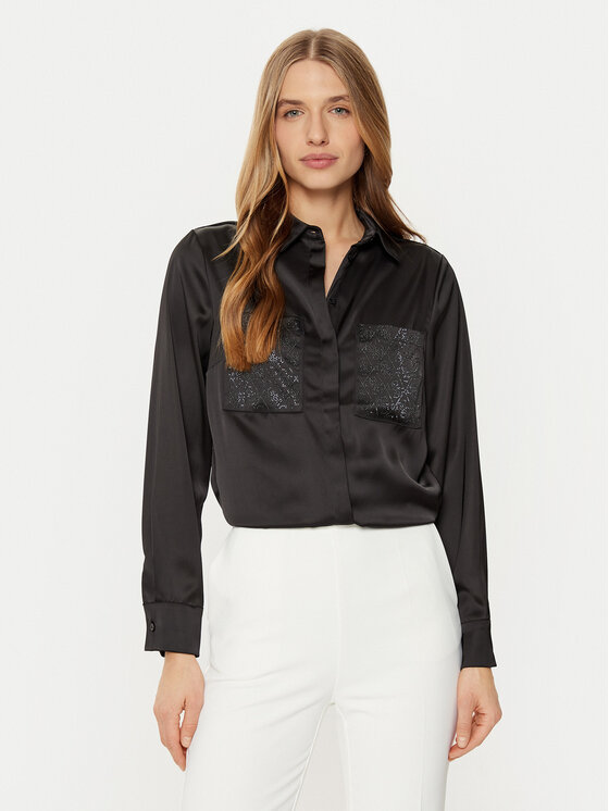 Guess Koszula W5RH40 WFQC2 Czarny Regular Fit
