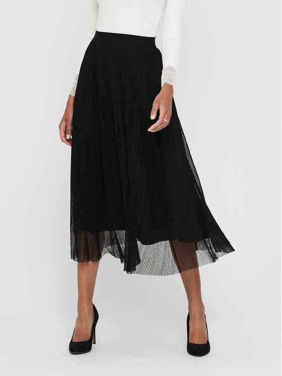 ONLY Spódnica midi 15214303 Czarny Regular Fit