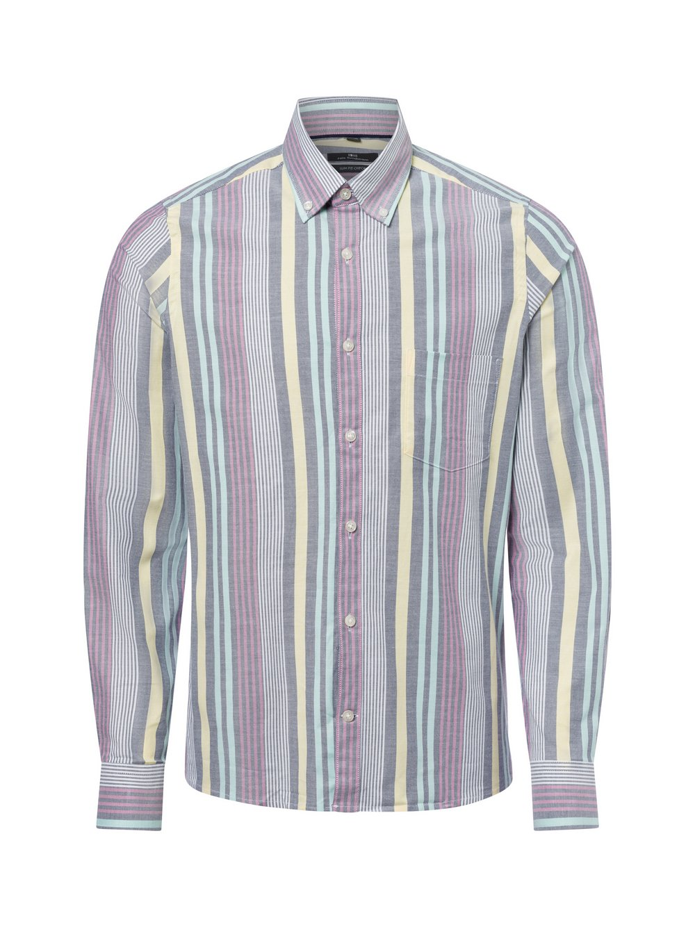 Nils Sundström Męska koszula casual Mężczyźni Slim Fit Bawełna wielokolorowy|szary, XL