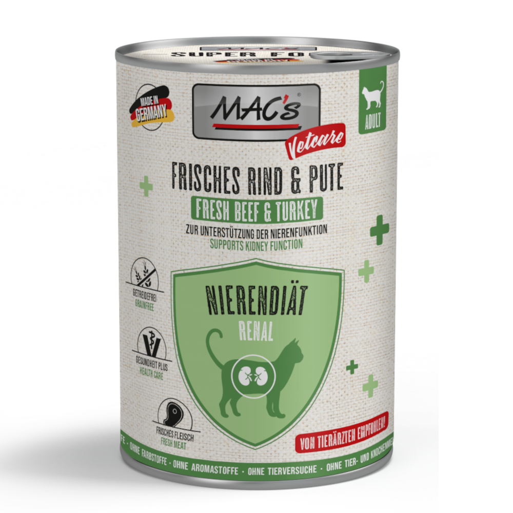 Korzystny pakiet MAC's CAT Vetcare Renal, 24 x 400 g - Wołowina i indyk
